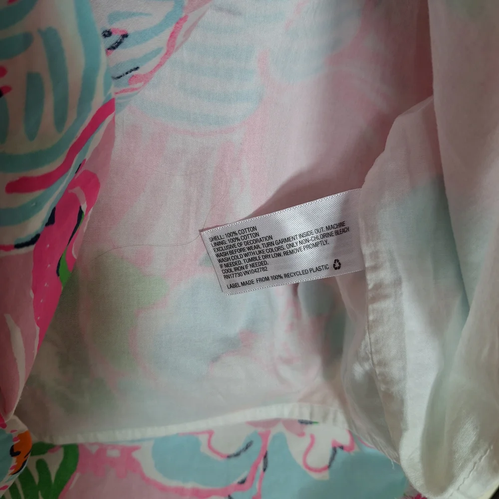 Lilly Pulitzer Nosey Girls Floral Shift Lace Trim Sleeveless dress in size XL 14 - Picture 8 of 8